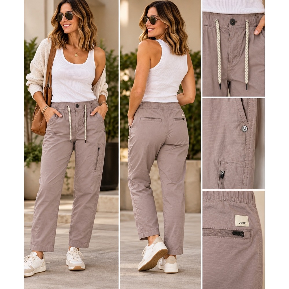 Vuori Pants Mauve Ripstop Organic Cotton Drawstring Outdoor Casual Size Medium